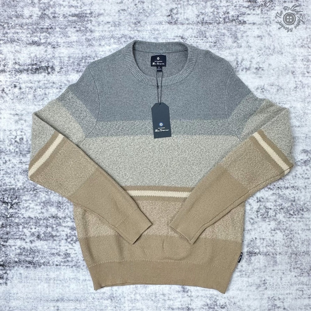 NWT Ben Sherman Ombre‎ Crewneck Sweater Men's Medium Gray Heather BS35SR206